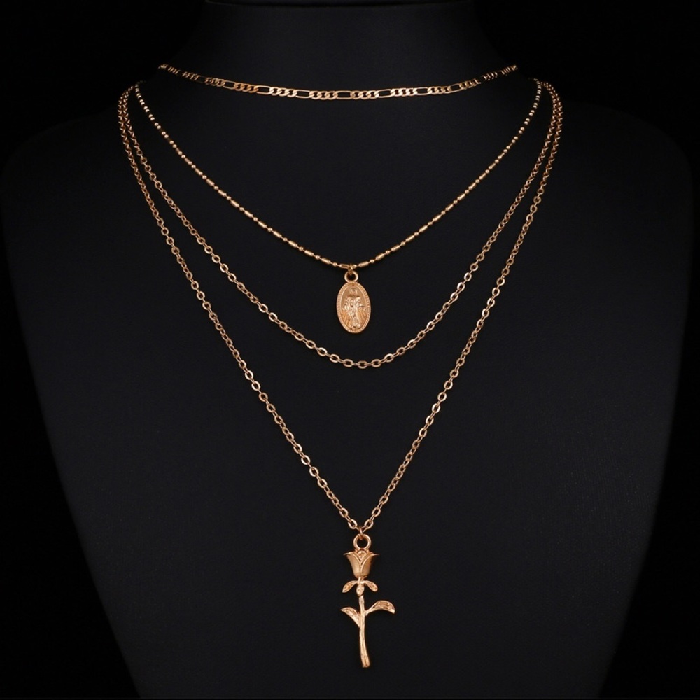 Multi-Layer, Maria, Rose Pendant Necklace - Picture 4 of 7